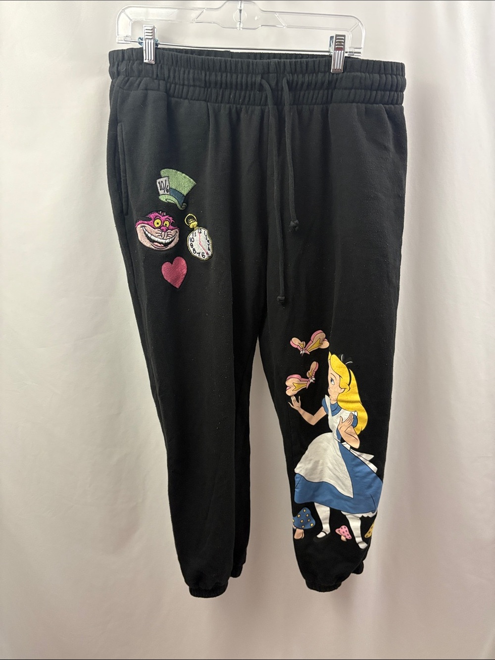 Womens Disney Alice in Wonderland Embroidered Jogger Sweatpants Size XXL